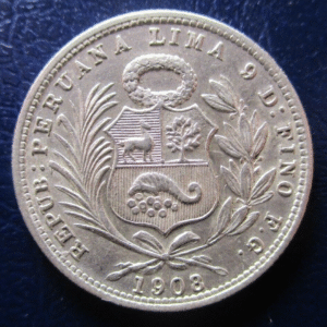 PERU 1/5 DE SOL 1908 - MUY BONITO