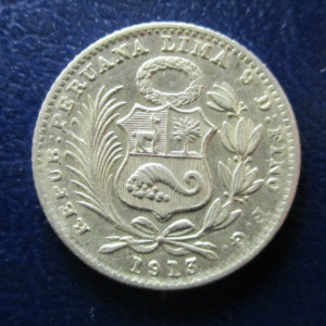 PERU DINERO 1913 1/10 SOL MUY BONITO