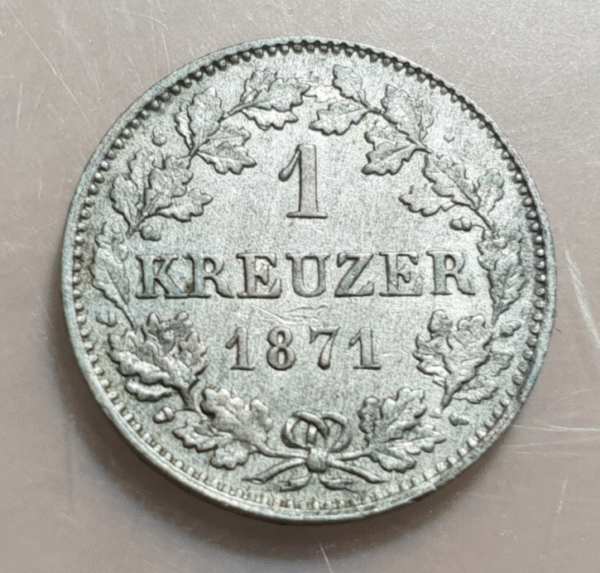 ALEMANIA GERMANY HESSE DARMSTADT 1 KREUZER 1871 KM 339 EBC+ - Imagen 2