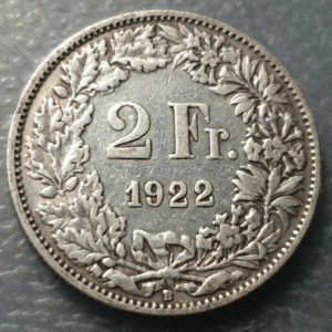 SUIZA SWITZERLAND 2 FRANCOS 2 FRANCS 1922 B MBC