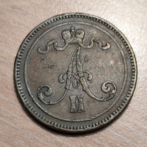 FINLANDIA FINLAND OCUPACION RUSIA RUSSIA OCUPATION 10 PENNIA 1865 MBC