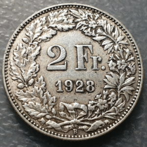 SUIZA SWITZERLAND 2 FRANCOS 2 FRANCS 1928 B MBC