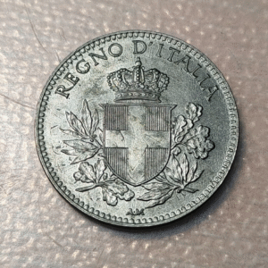 ITALIA REINO VITTORIO EMANUELE III 20 CENTESIMI 1919 ACUÑADO SOBRE UMBERTO I SC