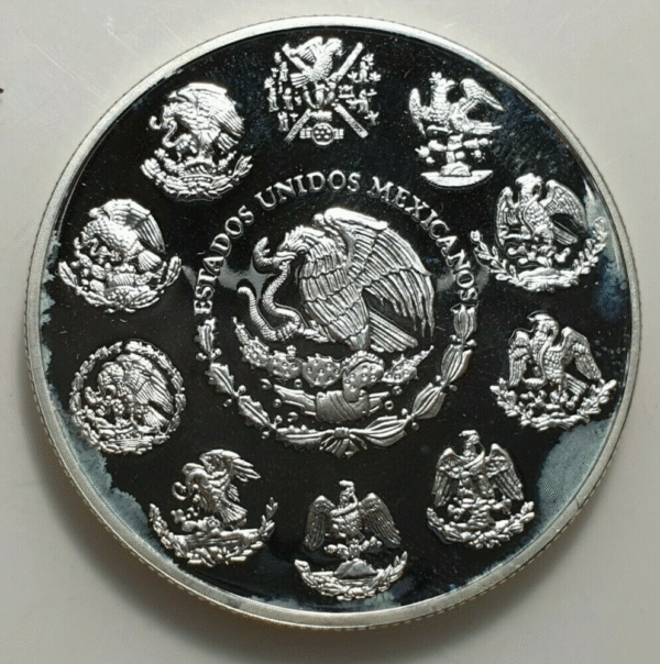 MEXICO 5 PESOS 1999 2000 BUTTEFLY 1 OZ SILVER - Imagen 2