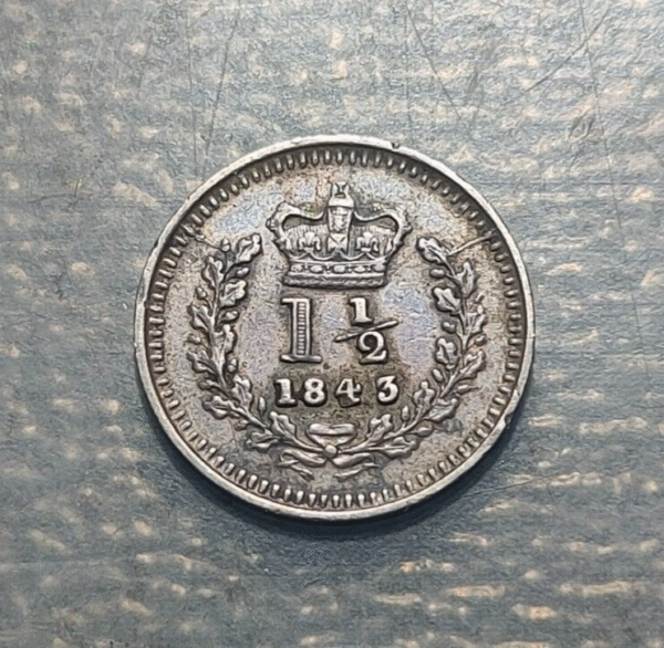 GREAT BRITAIN GRAN BRETAÑA VICTORIA 1 1/2 PENNY 1843 MBC/MBC+ - Imagen 2