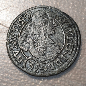 ALEMANIA GERMANY POLAND WURTTEMBERG OELS SILESIA 3 KREUZER 1674 SP MBC-/MBC