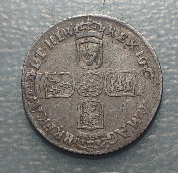 GREAT BRITAIN GRAN BRETAÑA WILLIAM III 6 PENCE 1696 MBC - Imagen 2