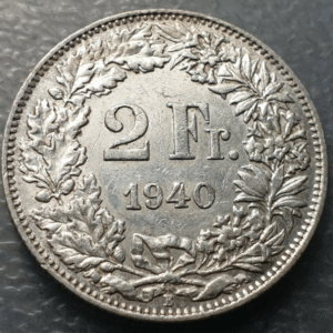 SUIZA SWITZERLAND 2 FRANCOS 2 FRANCS 1940 B MBC/MBC+