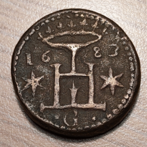 ITALIA GENOVA GENOA PONDERAL COIN WEIGHT 1683 MEZZO SCUDO 27 mm 18,54 g ESCASO