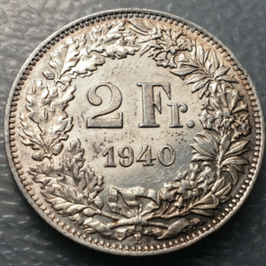 SUIZA SWITZERLAND 2 FRANCOS 2 FRANCS 1940 B EBC/EBC+