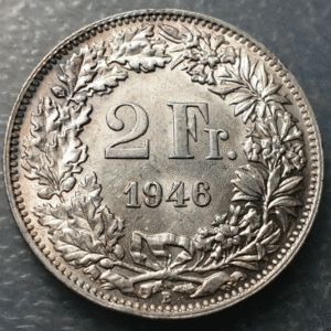 SUIZA SWITZERLAND 2 FRANCOS 2 FRANCS 1946 B SC-