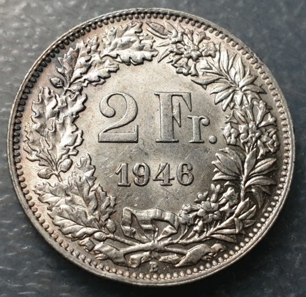 SUIZA SWITZERLAND 2 FRANCOS 2 FRANCS 1946 B SC-