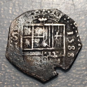SPAIN SEVILLE PHILIP II 1 REAL 1588 3.18g