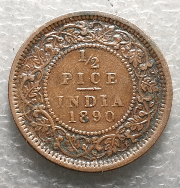 INDIA BRITANICA BRITISH INDIA VICTORIA 1/2 PICE 1890 BC+/MBC-