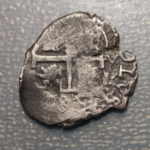 BOLIVIA POTOSI CHARLES II SPANISH COLONIAL 1 REAL 1684 VR SILVER COB MACUQUINA