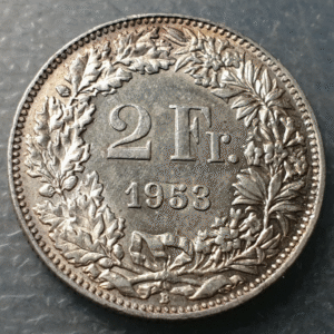 SUIZA SWITZERLAND 2 FRANCOS 2 FRANCS 1953 B EBC/EBC+