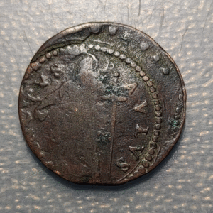 ERROR ACUÑACION ESTADOS PAPALES GUBBIO CLEMENTE IX QUATTRINO S PABLO DESCENTRADA