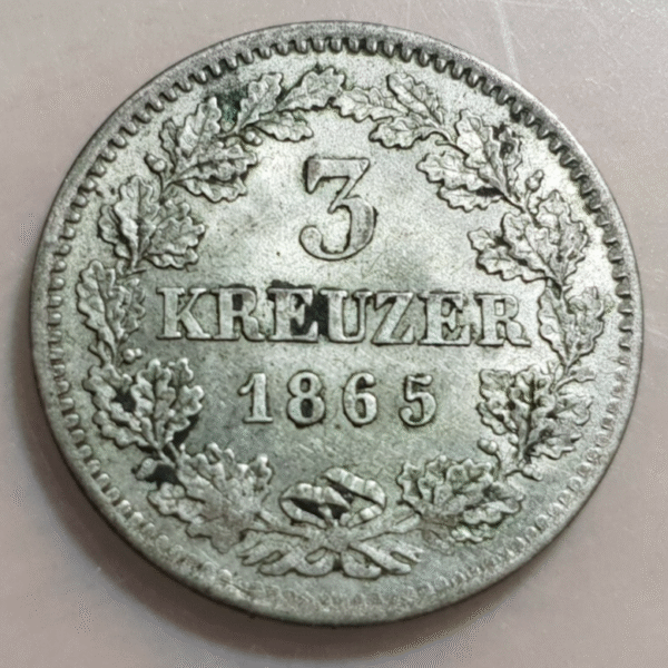 ALEMANIA GERMANY BAVIERA BAVARIA BAYERN 3 KREUZER 1865 SC - Imagen 2