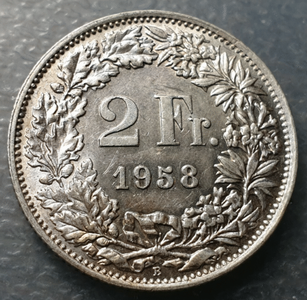 SUIZA SWITZERLAND 2 FRANCOS 2 FRANCS 1958 B SC-