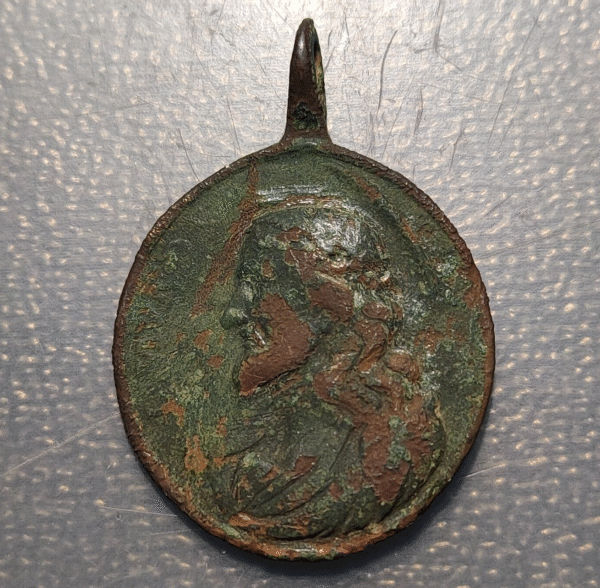 MEDALLA RELIGIOSA JESUS CRISTO VIRGEN MARIA BRONCE 39x28mm