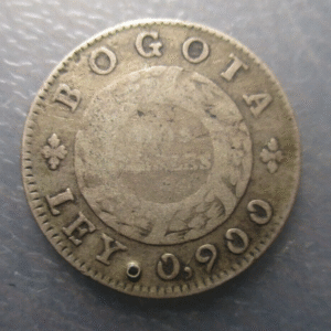 COLOMBIA BOGOTA 2 REALES 1847 AGUJERO