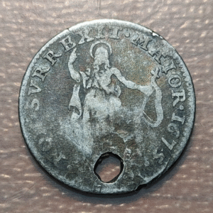 ITALIA GENOVA 10 SOLDI 1675 AGUJERO