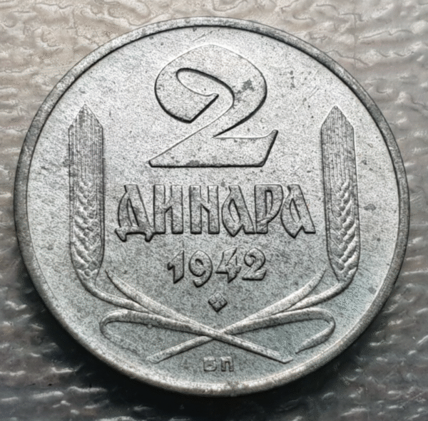 SERBIA 2 DINARA 1942 EBC+/SC- ZINC - Imagen 2
