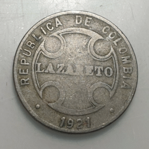COLOMBIA LAZARETO LEPER COLONY 5 CENTAVOS 1921 MBC-