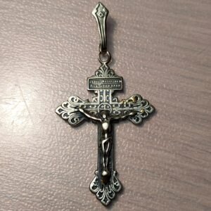 MEDALLA RELIGIOSA CRUCIFIJO / CORAZON DE JESUS 52x33mm 5,12g