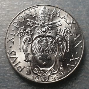VATICANO PIO XI 2 LIRE 2 LIRAS 1936 SC UNC