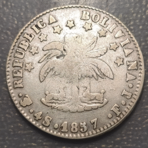 BOLIVIA POTOSI 4 SOLES 1857 FJ MBC-