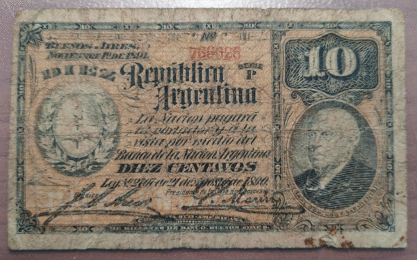 ARGENTINA 10 CENTAVOS 1890 P-210