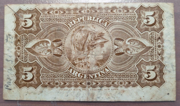 ARGENTINA 5 CENTAVOS 4/10/1883 P-5 MBC- - Imagen 2