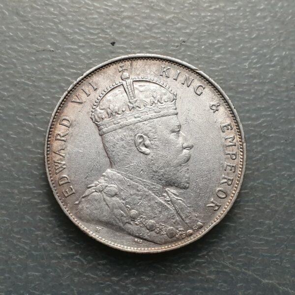 STRAITS SETTLEMENTS SINGAPORE MALAYA MALAYSIA EDWARD VII DOLLAR 1907 SMALL SIZE