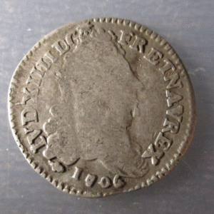 FRANCIA FRANCE LOUIS XIV 10 SOLS - 1/8 ECU 1706 H LA ROCHELLE