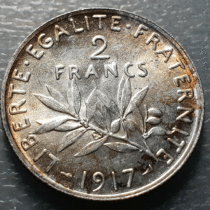 FRANCIA FRANCE REPUBLICA 2 FRANCS 2 FRANCOS 1917 SC BRILLO ORIGINAL