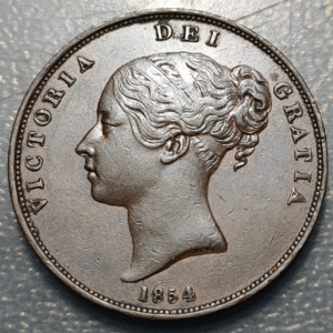 GREAT BRITAIN GRAN BRETAÑA VICTORIA 1 PENNY 1854 EBC