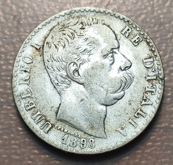 ITALIA REINO HUMBERTO I UMBERTO I 2 LIRAS 2 LIRE 1898 FECHA RARA MBC - Imagen 2
