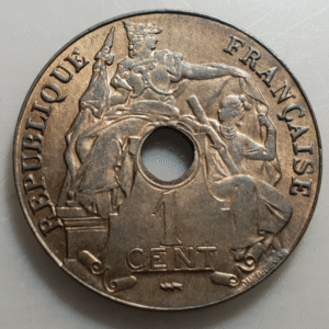 FRENCH INDOCHINA INDOCHINE 1 CENTIME 1923 UNC RED COPPER