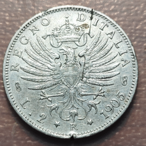 ITALIA REINO VITTORIO EMANUELE III 2 LIRAS 2 LIRE 1905