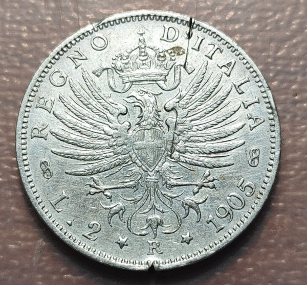 ITALIA REINO VITTORIO EMANUELE III 2 LIRAS 2 LIRE 1905