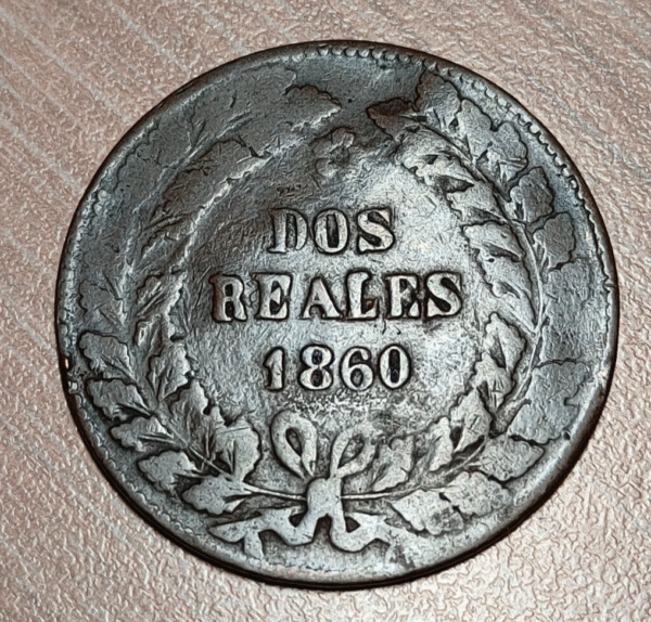 ARGENTINA BUENOS AIRES 2 REALES 1860 KM 11 MBC - Imagen 2
