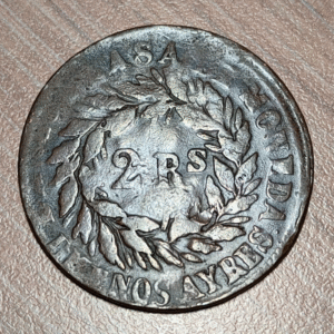 ARGENTINA BUENOS AIRES 2 REALES 1860 KM 11 MBC-/MBC