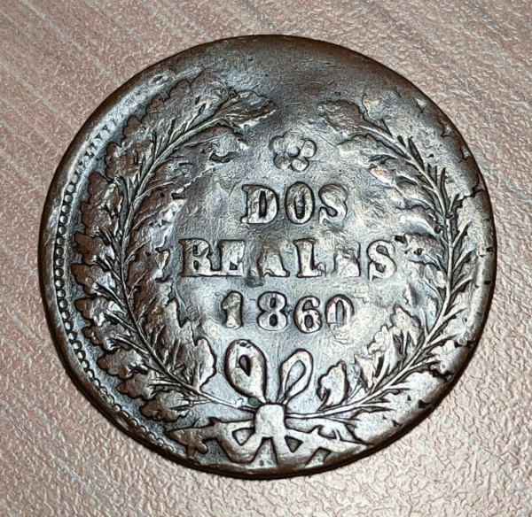ARGENTINA BUENOS AIRES 2 REALES 1860 KM 11 MBC-/MBC - Imagen 2