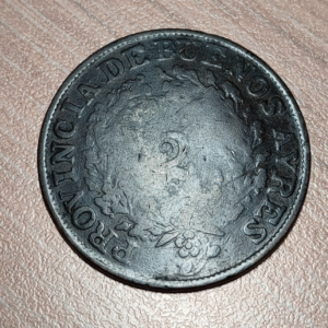 ARGENTINA BUENOS AIRES 2 REALES 1853 KM 9