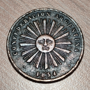 ARGENTINA CONFEDERACIÓN 2 CENTAVOS 1854 KM 24 BC+/MBC-