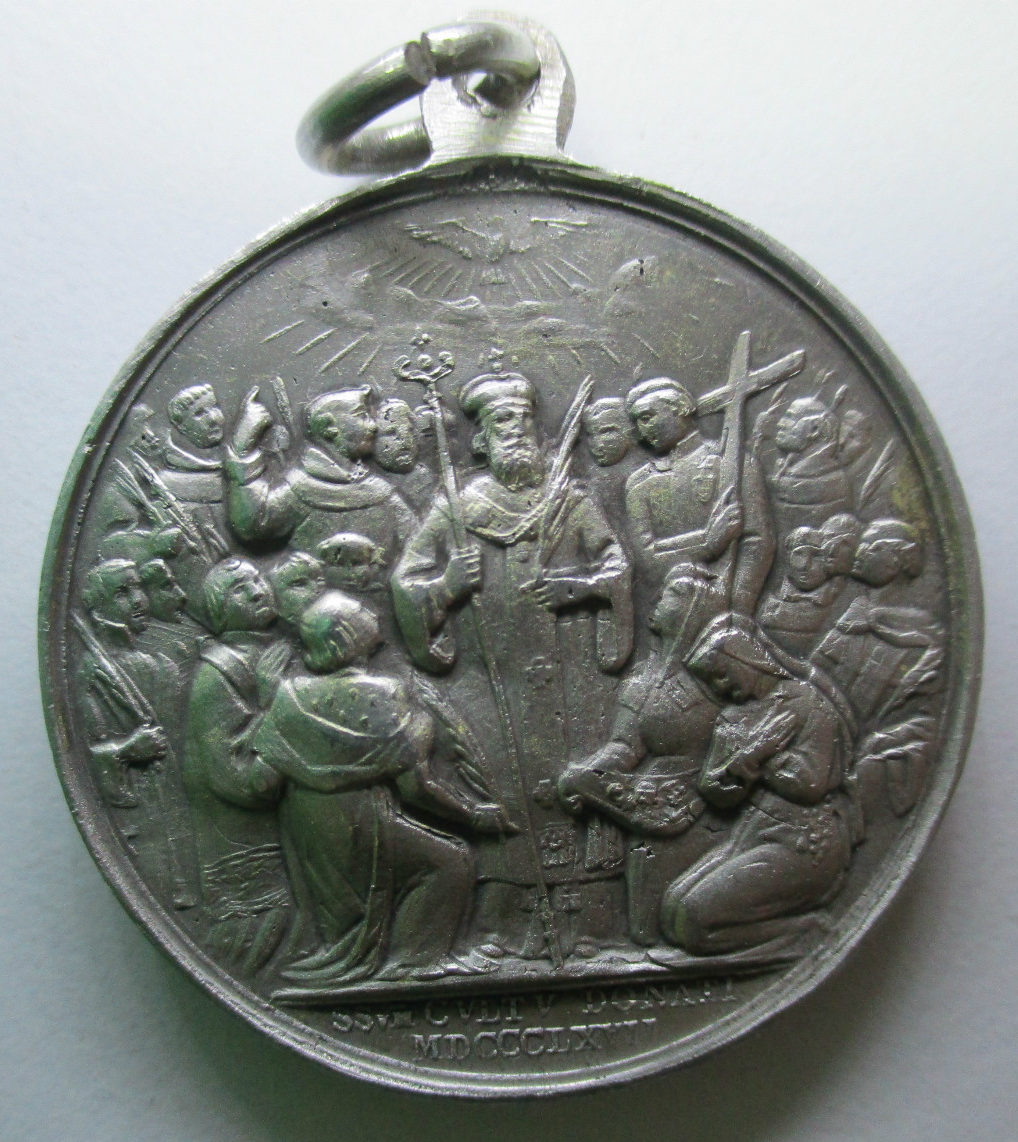 MEDALLA RELIGIOSA 1867 PAPA PIO IX 1800 AÑOS DEL MARTIRIO DE SS PEDRO Y PABLO - Imagen 2