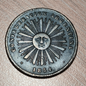 ARGENTINA CONFEDERACIÓN 2 CENTAVOS 1854 KM 24 MBC