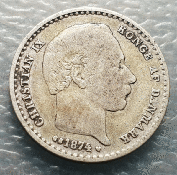 DINAMARCA DENMARK CHRISTIAN IX 25 ORE 1874