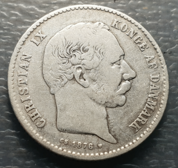 DINAMARCA DENMARK CHRISTIAN IX 1 KRONE 1876 KM 797.1 FECHA ESCASA MBC-